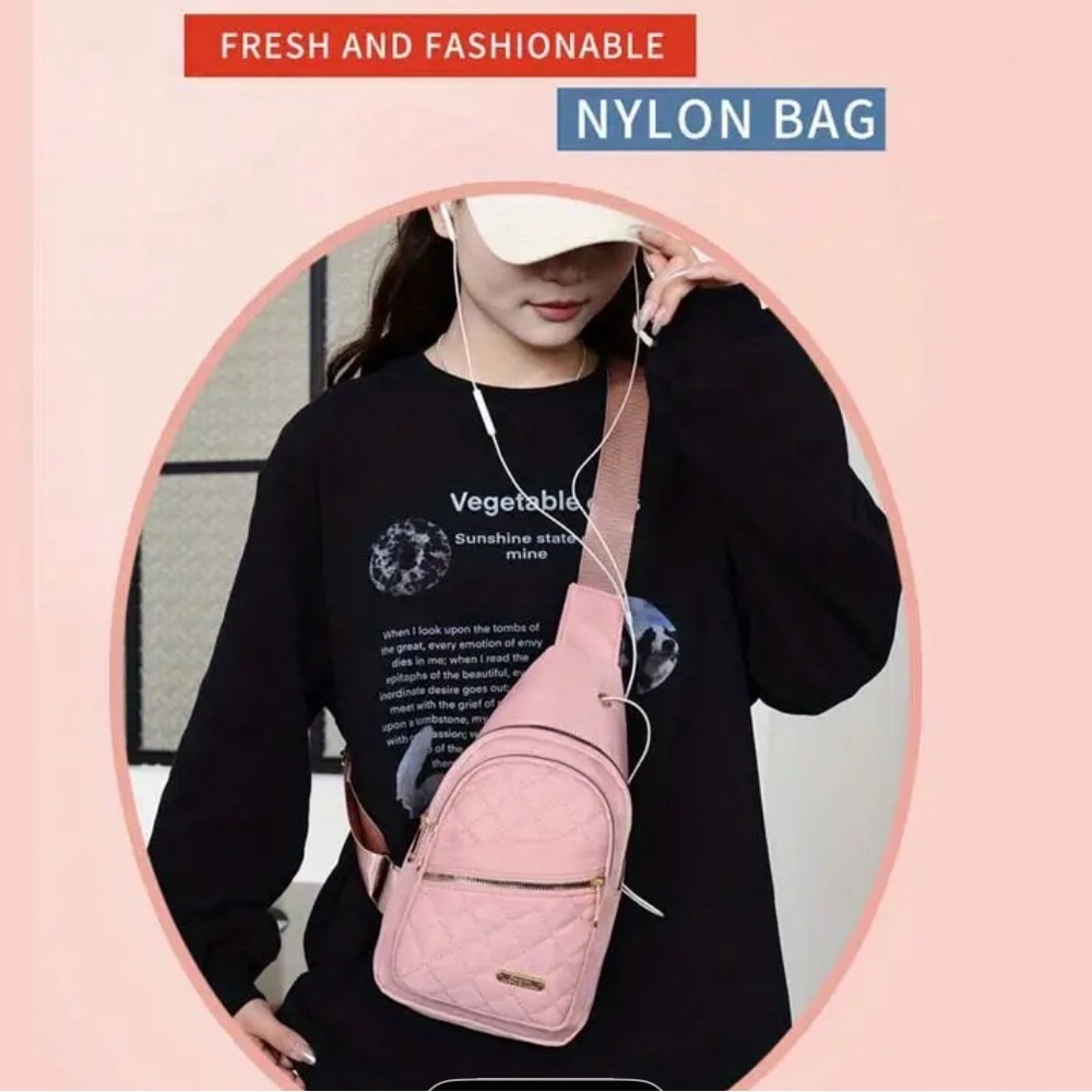 Pink Quilted Nylon Bag